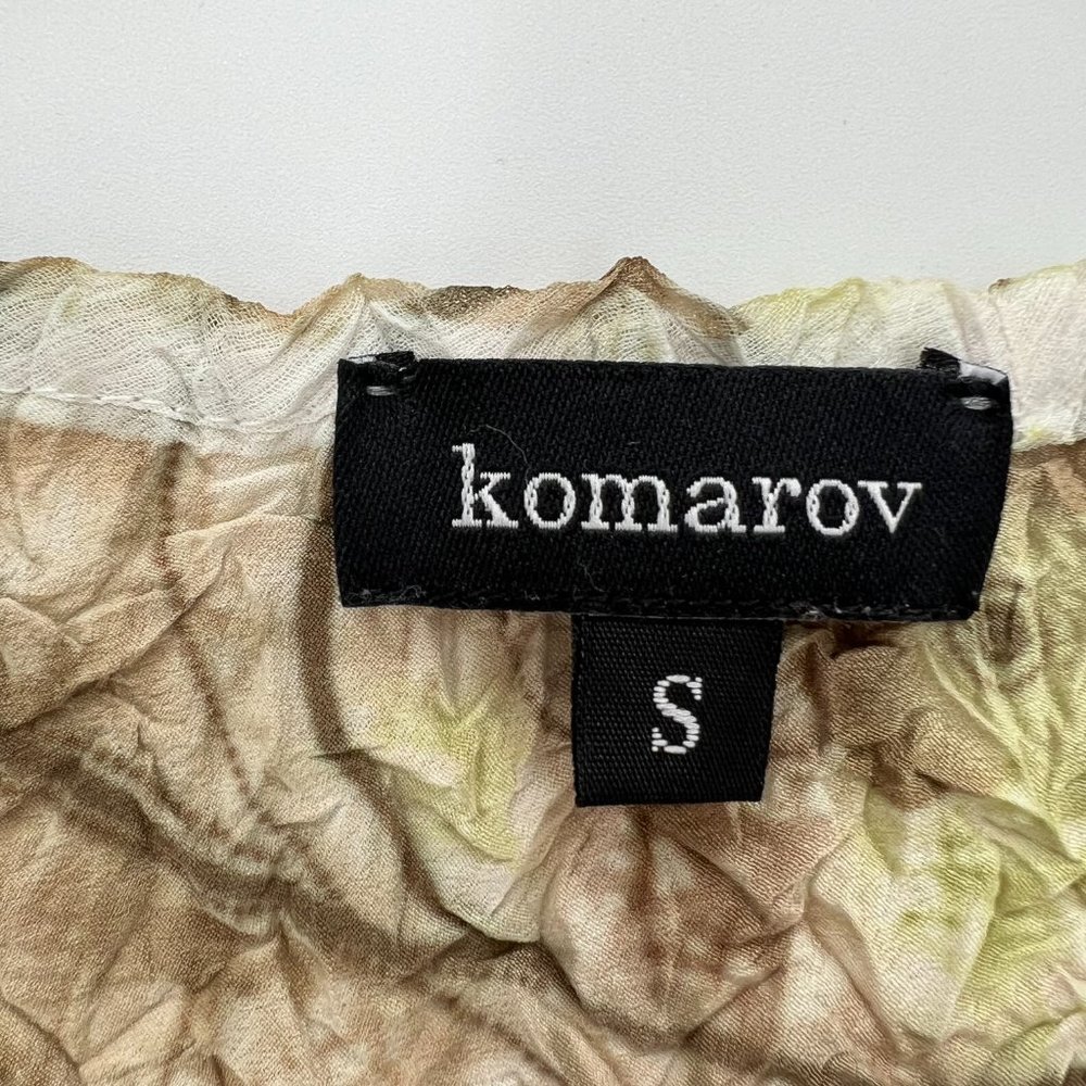 Komarov Crinkle Asymmetric Floral Print Tunic Long Sleeve Blouse Size Small - Picture 4 of 9